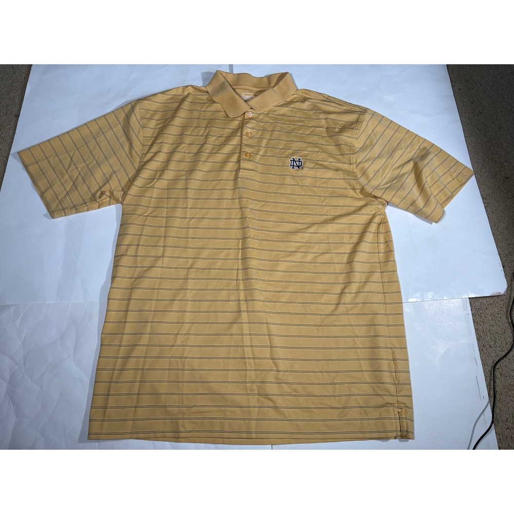 Cutter & Buck Notre Dame Fighting Irish Polo Men's XXL Gold Striped Pima Cotton